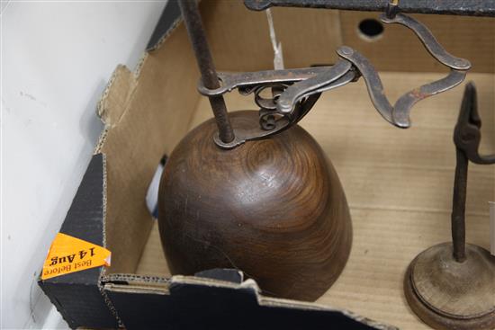 Iron grisset, a Scottish Spill holder and a rush light